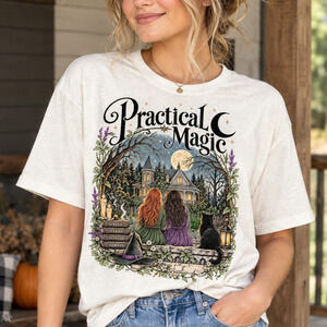 Practical Magic Movie Sisters Owens House Moon Black Cat Spells Herbs T-Shirt